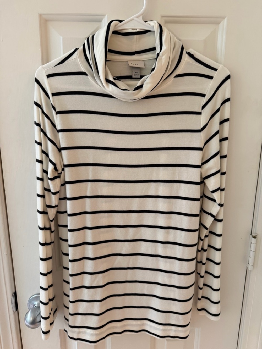 A NEW DAY Striped Black and White Turtleneck Sweater - Women